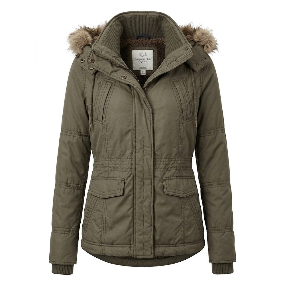 American Eagle Jacket Womens SP Green Utility Parka Gorpcore Y2K Grunge Outdoor